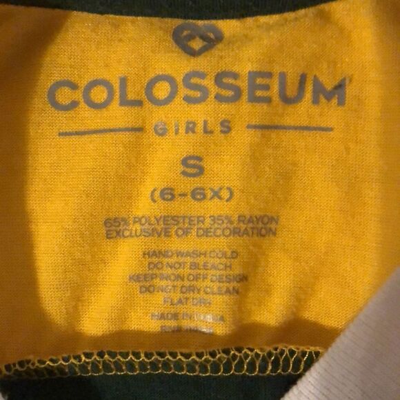 Colosseum Baylor Bears NCAA Short Sleeve V-neck Shirt Girls Small 6 6X - Picture 3 of 3